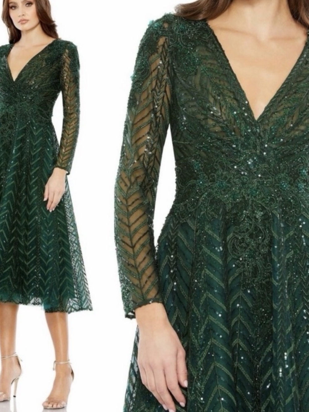 Mac Duggal 20399 Long Sleeve Midi Dress